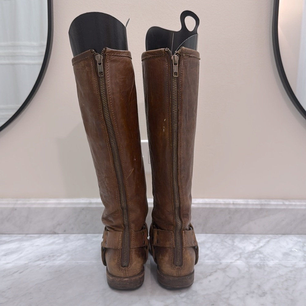 Frye Harness Boots Brown Leather Size 7.5 - Picture 6 of 9